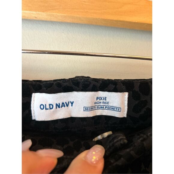 Old Navy Velvet Flocked LeopardPixy High-rise Pants sz 6 Preppy Career Holiday P - Picture 4 of 9
